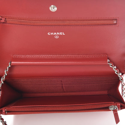 Chanel Caviar Chevron Quilted Wallet On Chain WOC Red 6 of 8