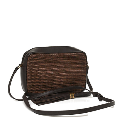 Saint Laurent Raffia Canvas Monogram Lou Camera Bag Dark Chocolate 2 of 9