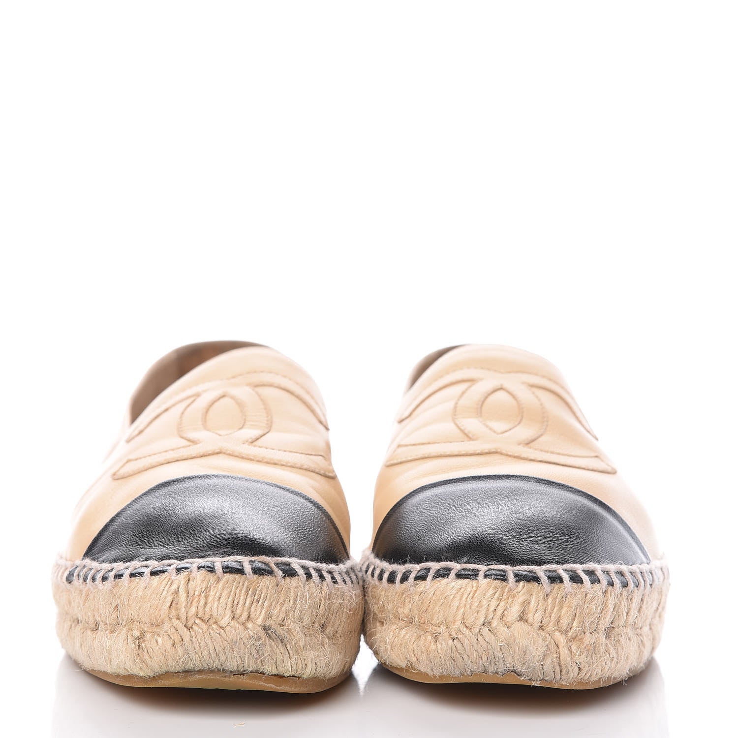Chanel Lambskin CC Espadrilles 42 Beige Black 2 of 21