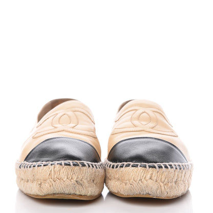 Chanel Lambskin CC Espadrilles 42 Beige Black 2 of 21