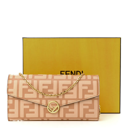 Fendi Vitello Termolagoon F is Fendi FF 1974 Embossed Continental Envelope Wallet On Chain Miele Scuro 12 of 12