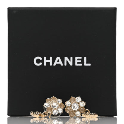 Chanel Crystal Camellia Drop CC Drop Earrings Gold 5 of 5