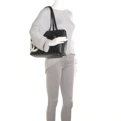 Chanel Calfskin Quilted Large Cambon Flap Black White 2 of 8