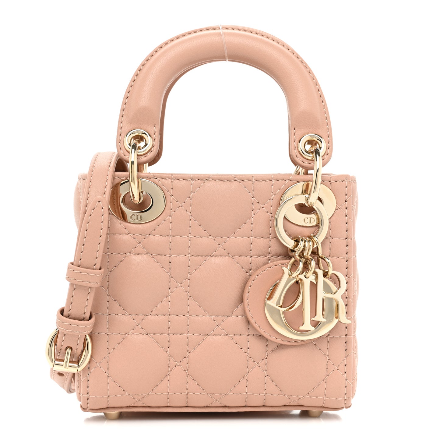 Lambskin Cannage Micro Lady Dior Rose Des Vents