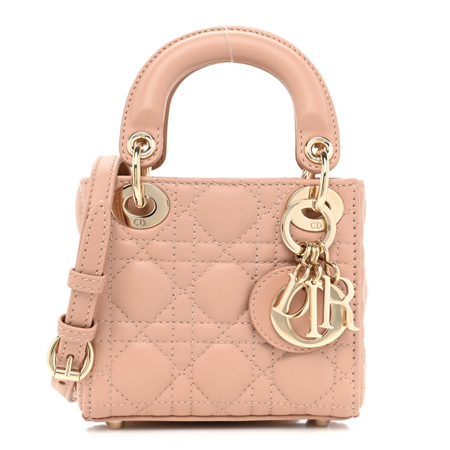 Christian Dior Lambskin Cannage Micro Lady Dior Rose Des Vents 1 of 10