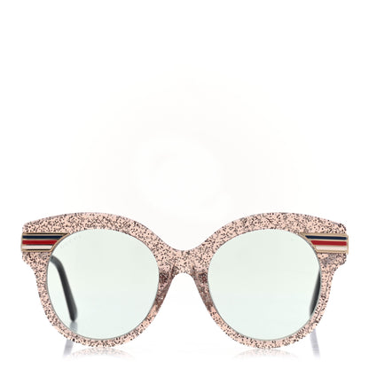 Gucci Acetate Round Frame Web Glitter GG0282SA Sunglasses Pink 2 of 8