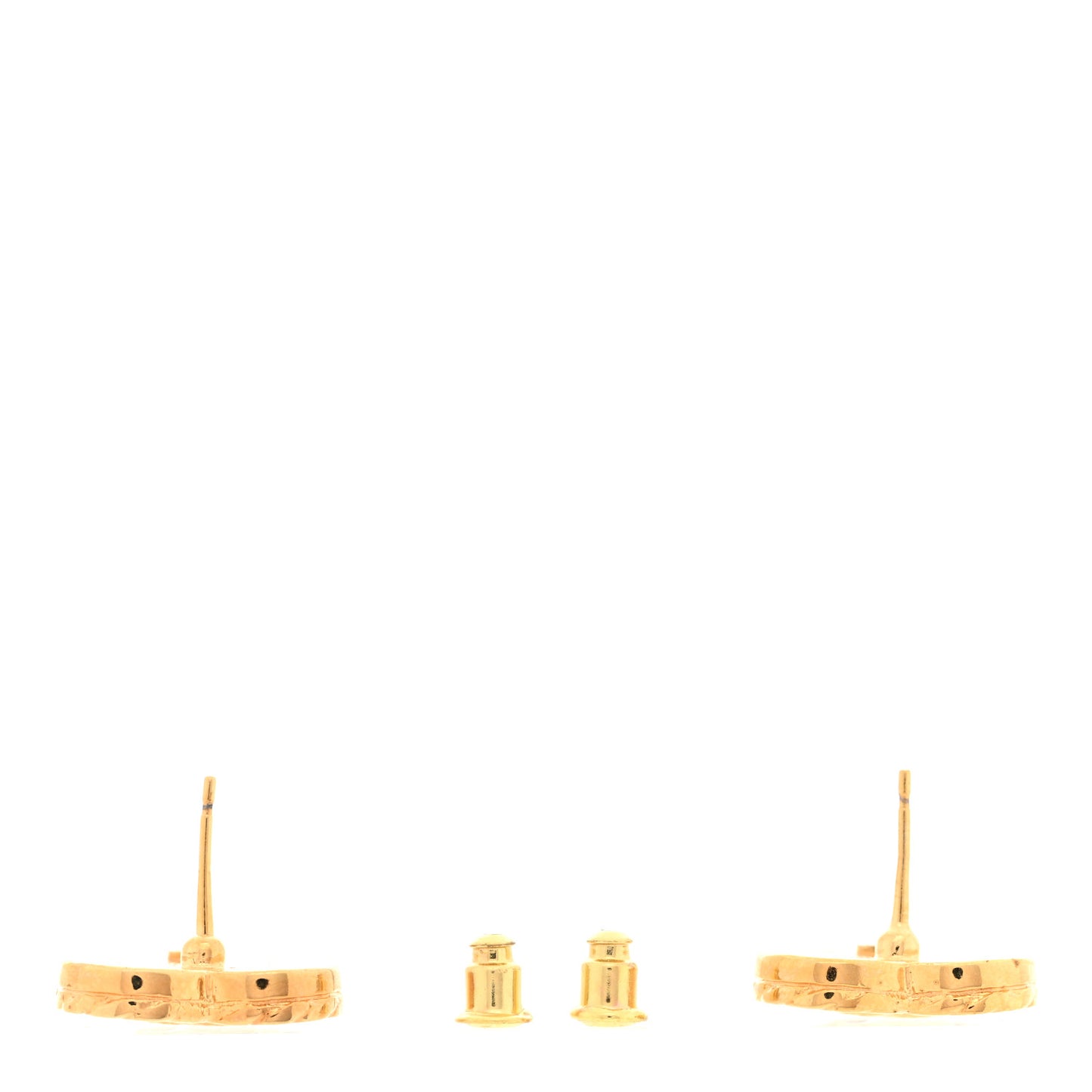 Metal Enamel CC Denim Heart Earrings Gold Blue