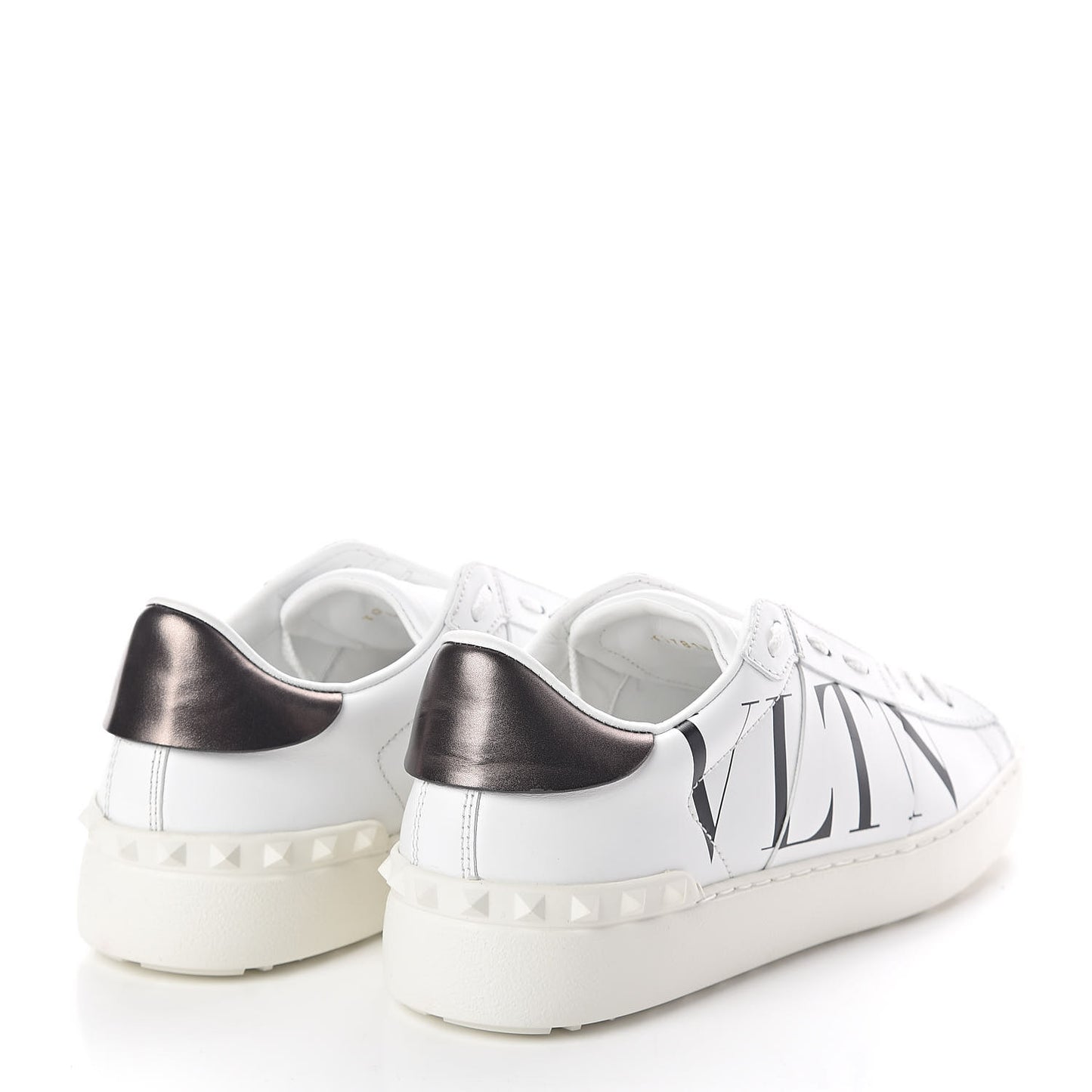 Calfskin VLTN Rockstud Open Sneakers 39.5 White