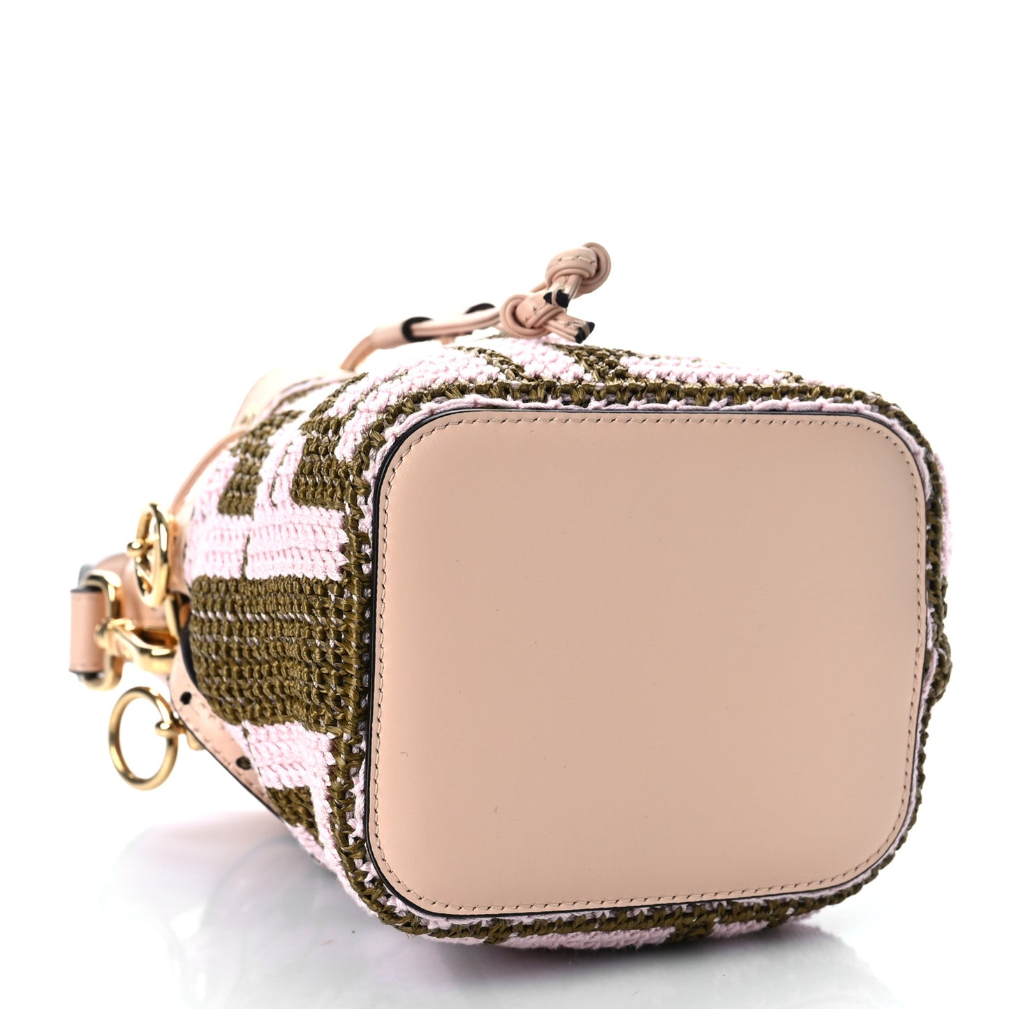 Raffia Vitello King F is Fendi FF Crochet Mini Mon Tresor Bucket Bag Natural Light Rose