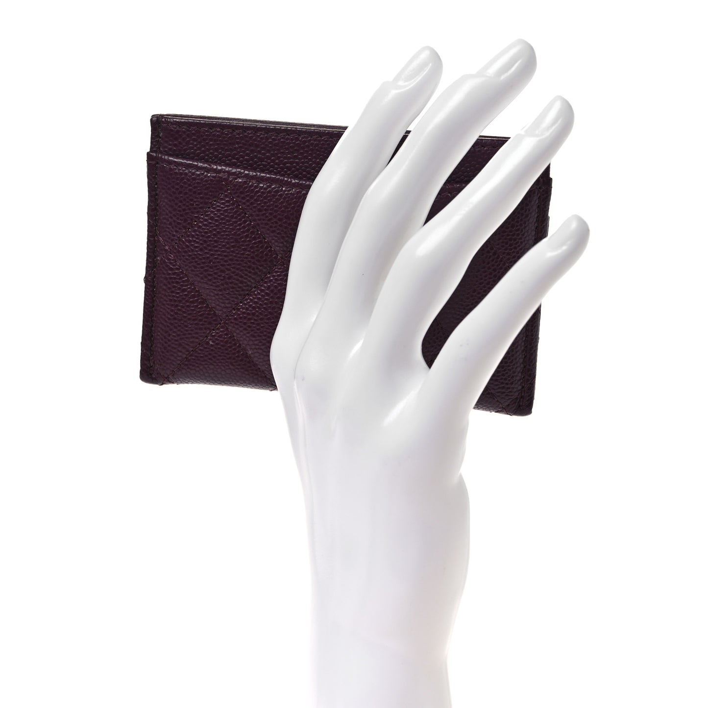 Caviar Quilted Card Holder Burgundy