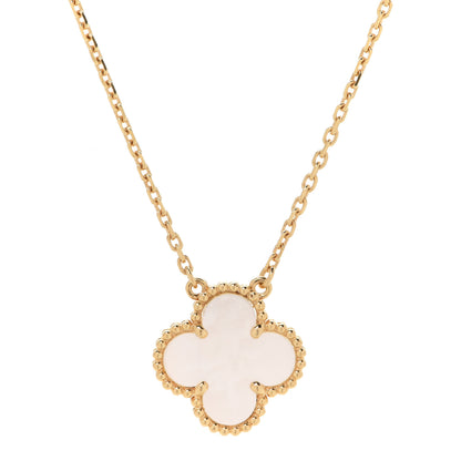 Van Cleef & Arpels 18K Yellow Gold Mother of Pearl Vintage Alhambra Pendant Necklace 4 of 7