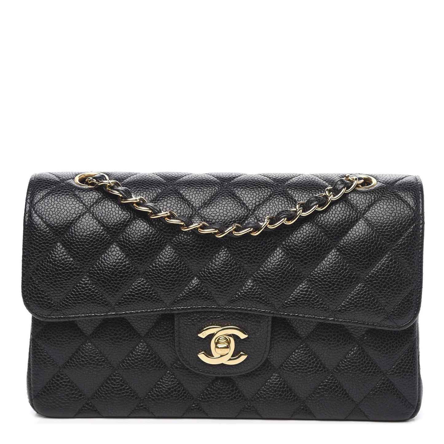 Caviar Quilted Small Double Flap Black