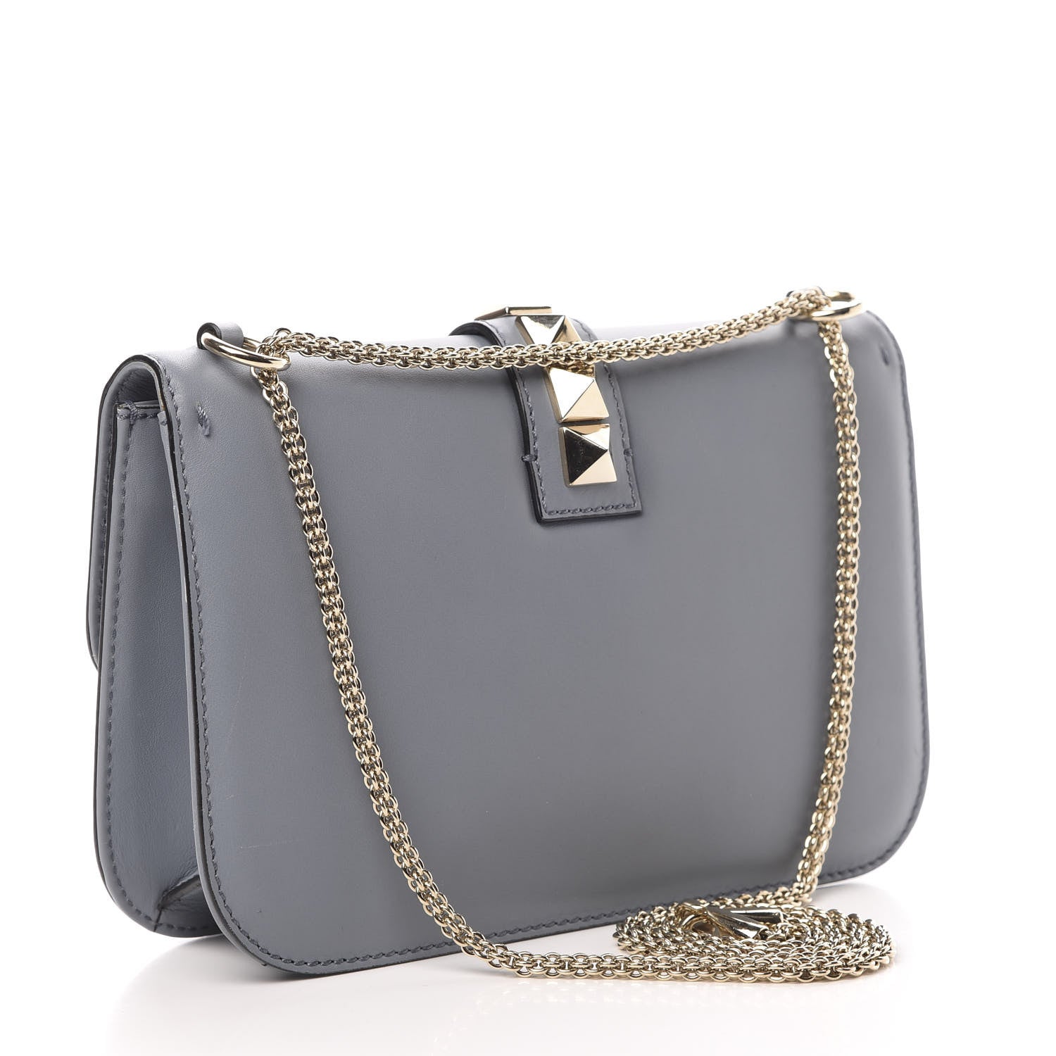 Valentino Garavani Vitello Medium Glam Lock Rockstud Flap Grey 3 of 19