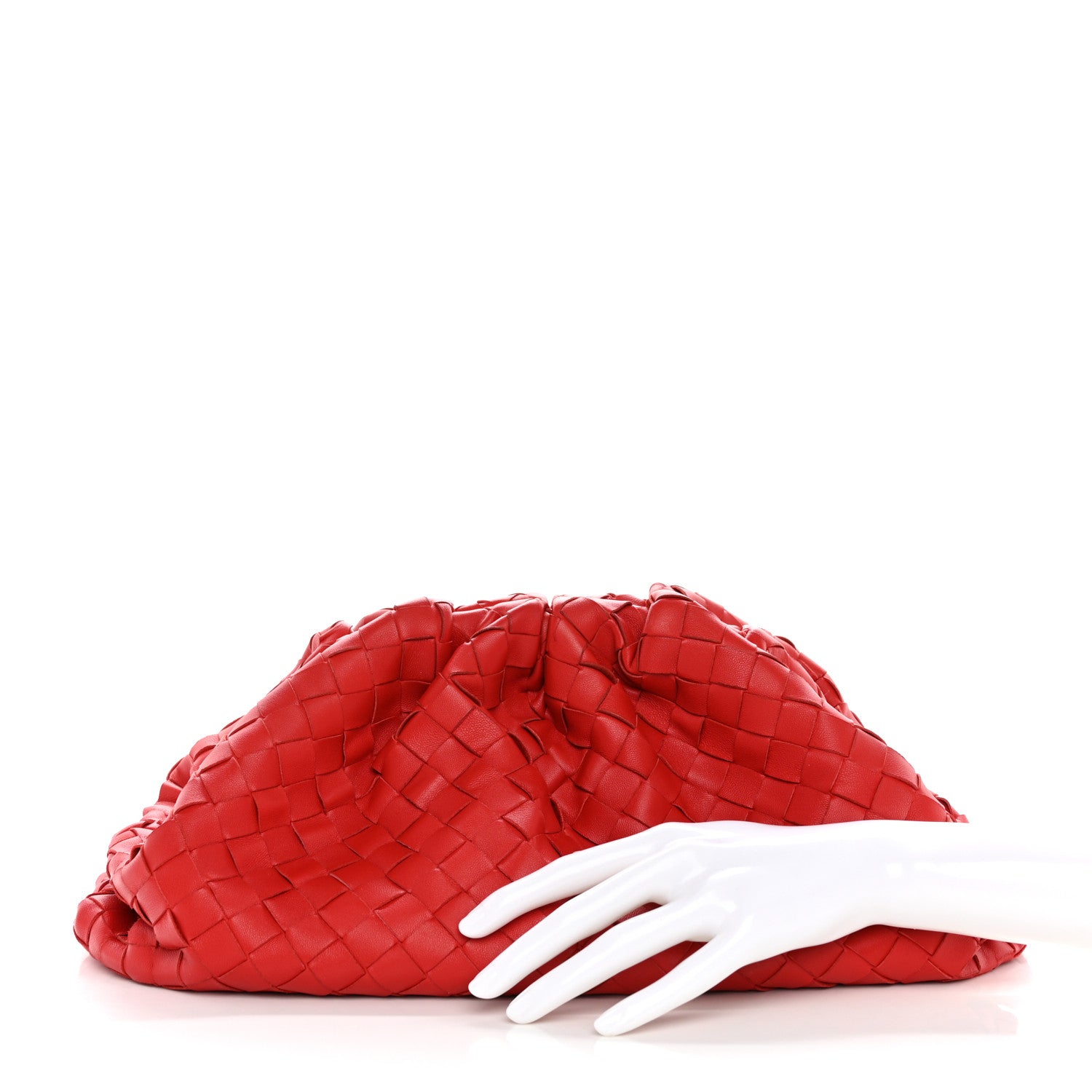 Bottega Veneta Nappa Maxi Intrecciato The Pouch Oversized Clutch Bright Red 2 of 10