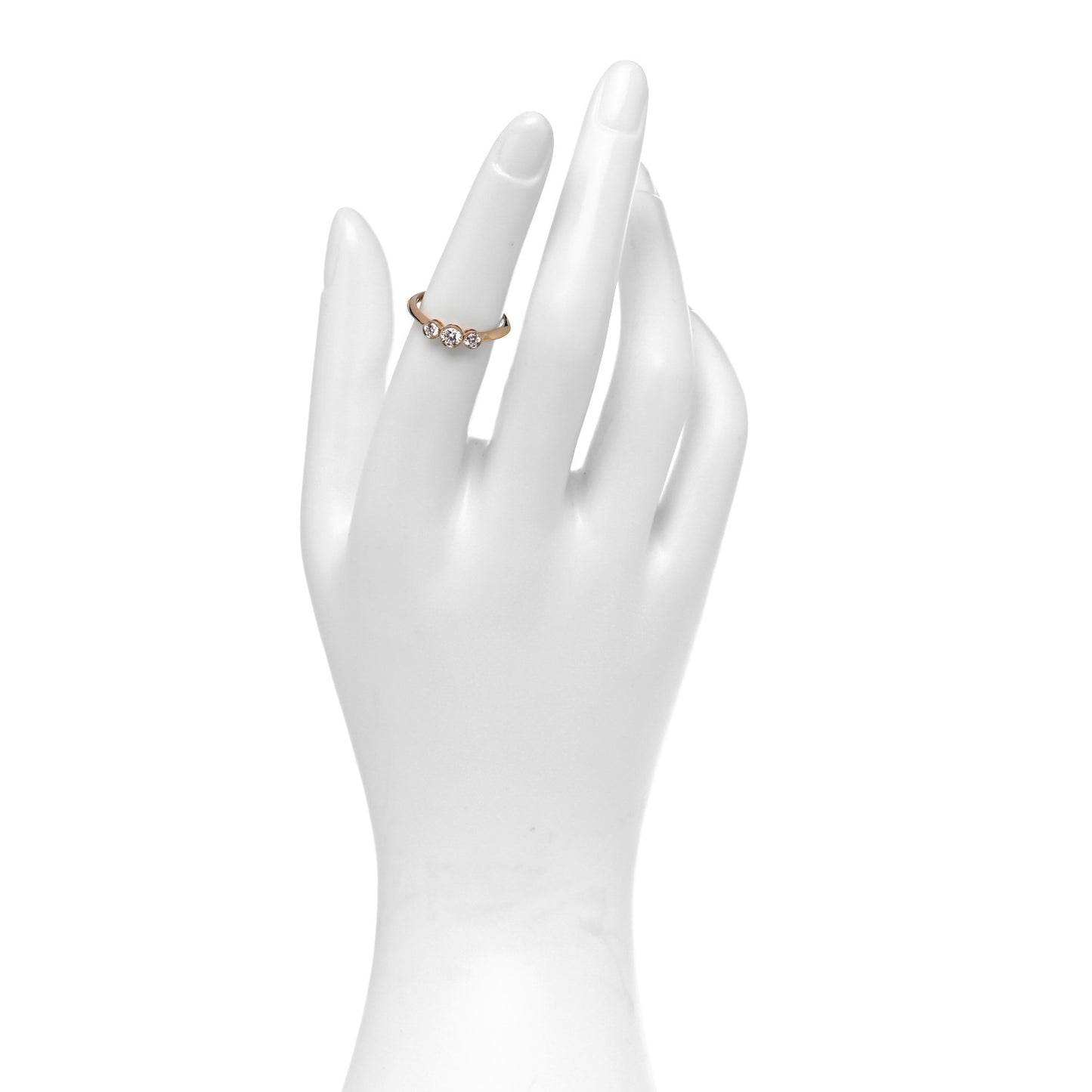 18K Rose Gold Diamond Three Stone Milgrain Ring 50 5.25