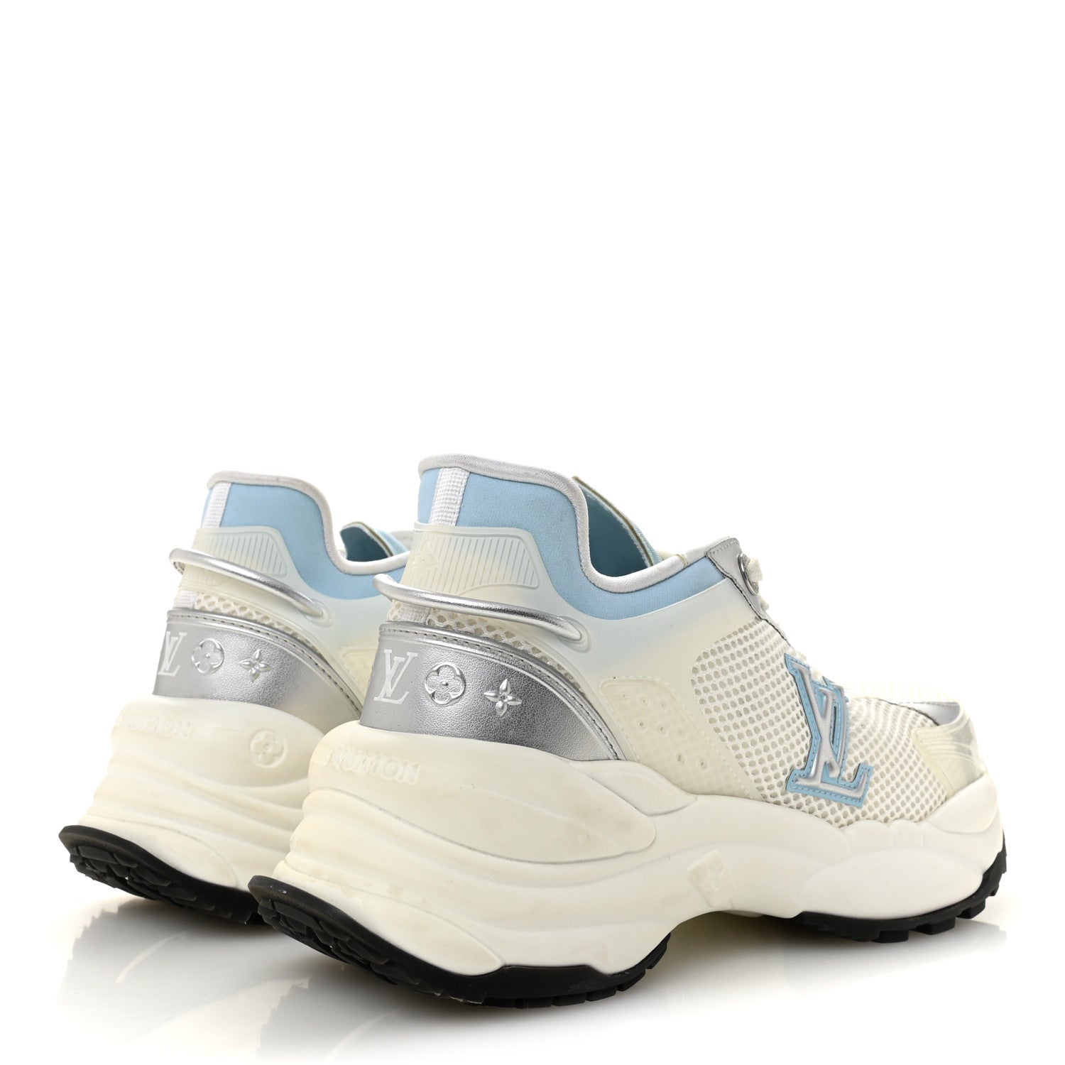 Louis Vuitton Patent Calfskin Technical Mesh Monogram Run 55 Sneakers 37 Bleu Clair 5 of 13