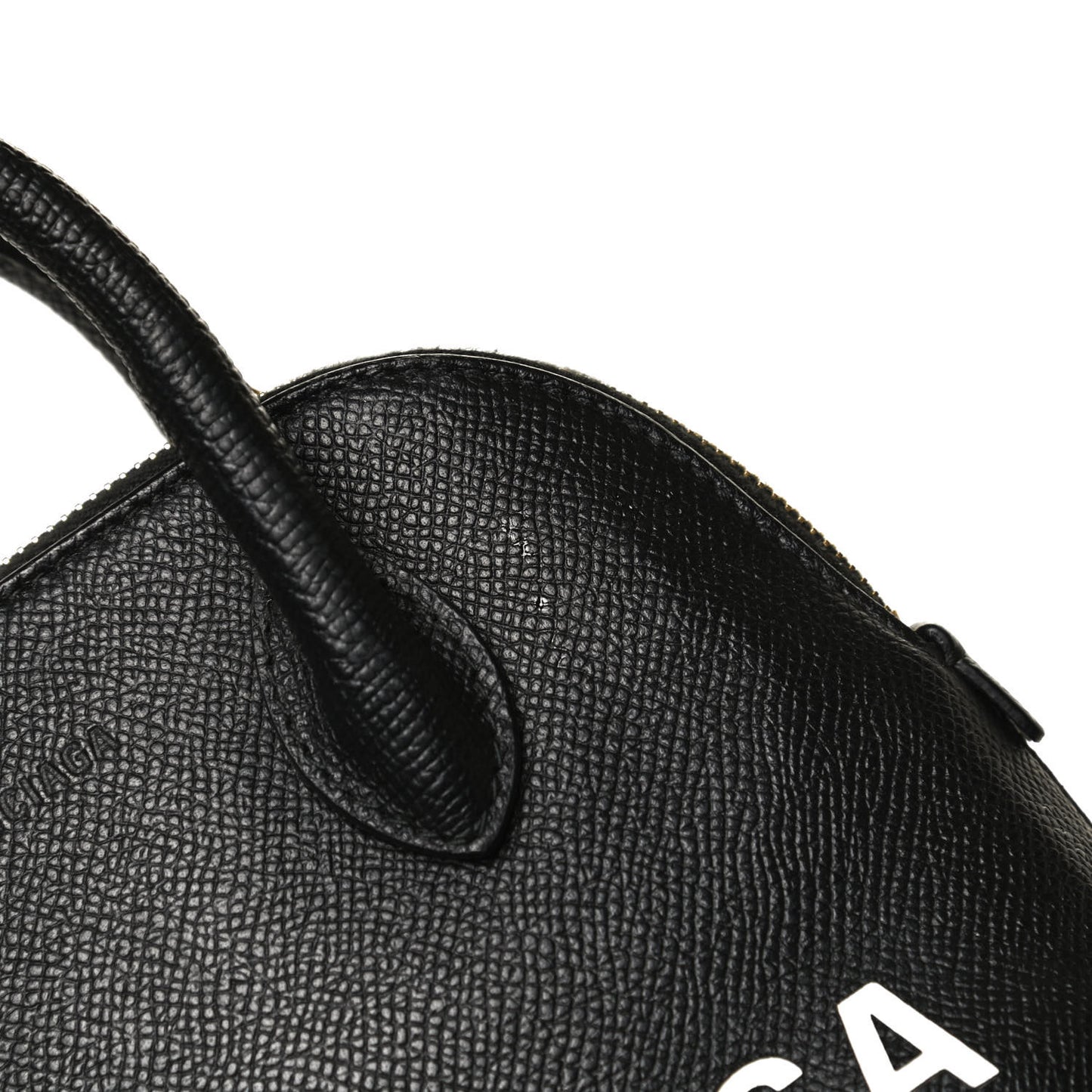 Signature Grained Calfskin XXS Ville Top Handle Bag Black White