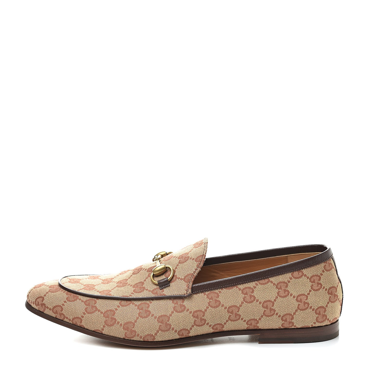 Gucci Canvas GG Monogram Horsebit Mens Jordaan Loafers 9.5 Beige Ruggine Light Brown 1 of 8