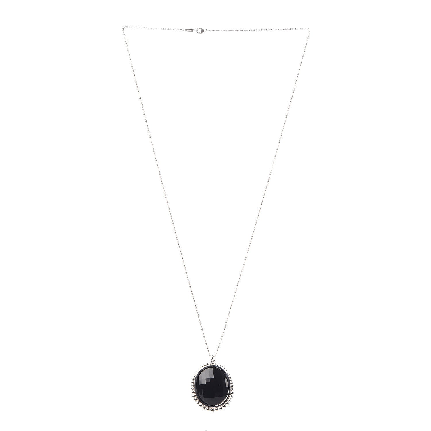 Tiffany Sterling Silver Onyx Ziegfeld Oval Pendant Necklace 3 of 6