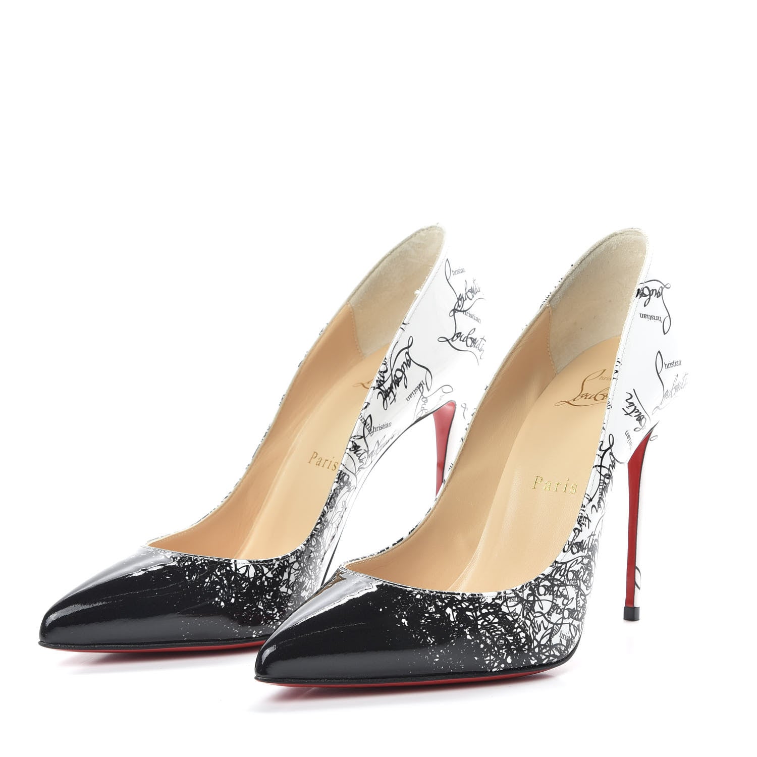 Christian Louboutin Patent Degraloubi Printed Pigalle Follies 100 Pumps 37.5 Black 3 of 9