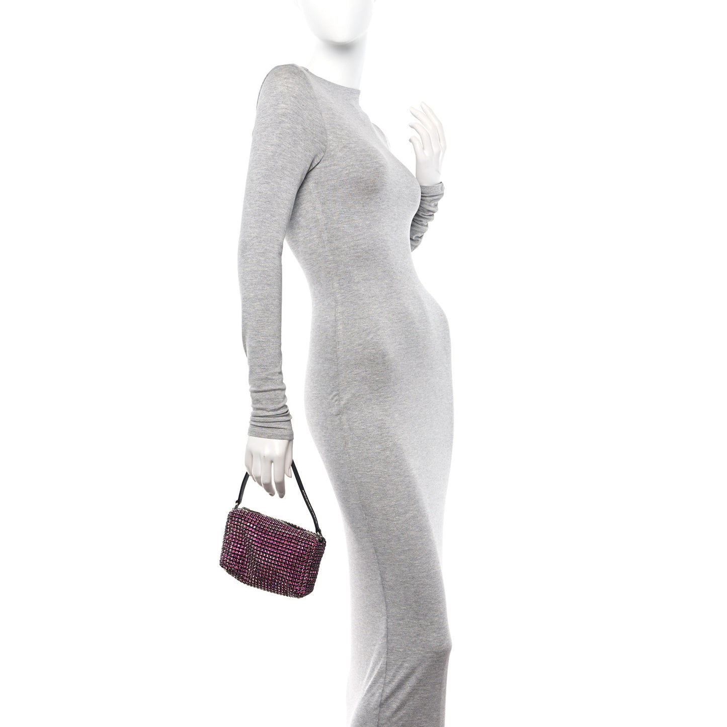 Mesh Crystal Rhinestone Mini Heiress Pouch Pink