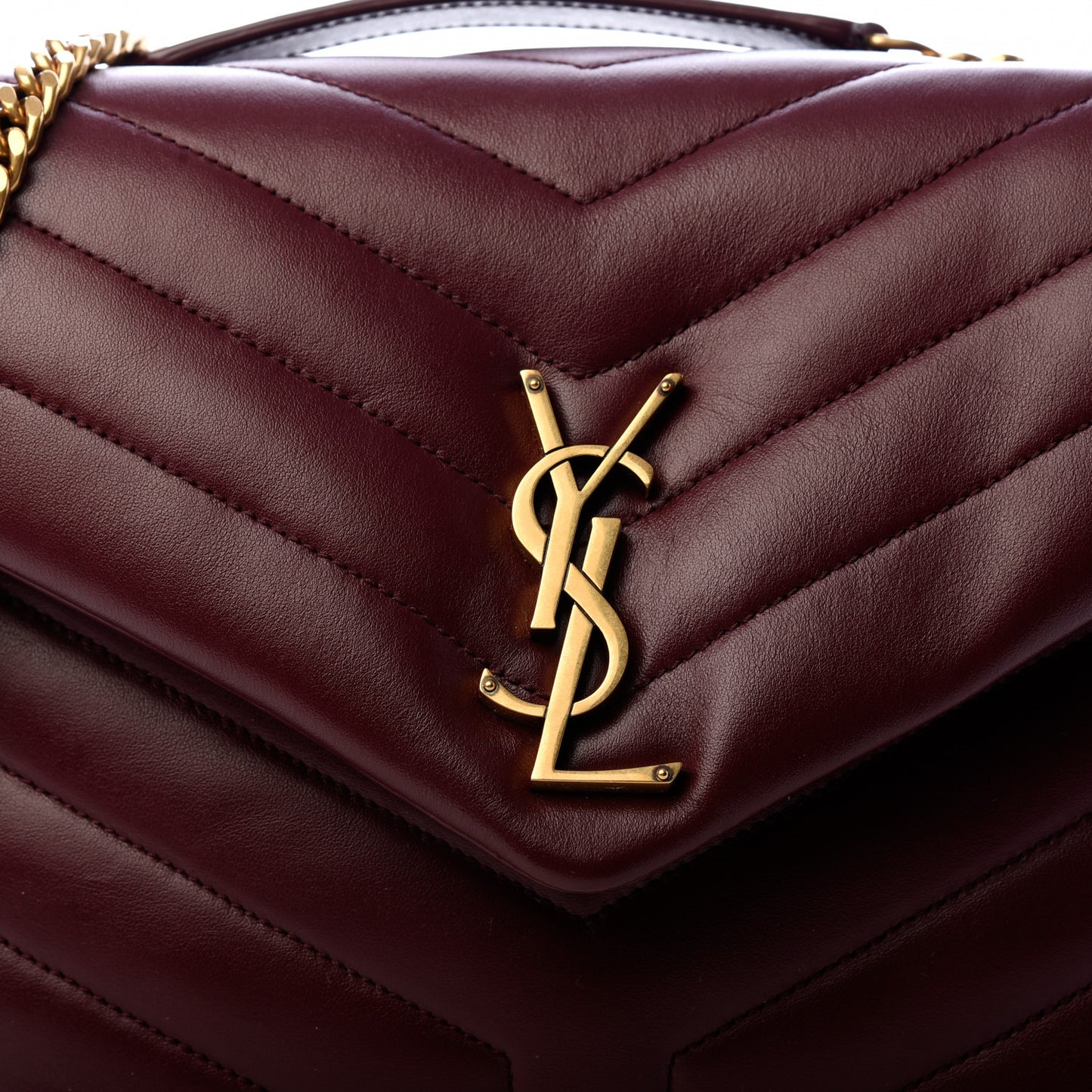 Calfskin Y Quilted Monogram Medium Loulou Chain Satchel Rouge Legion