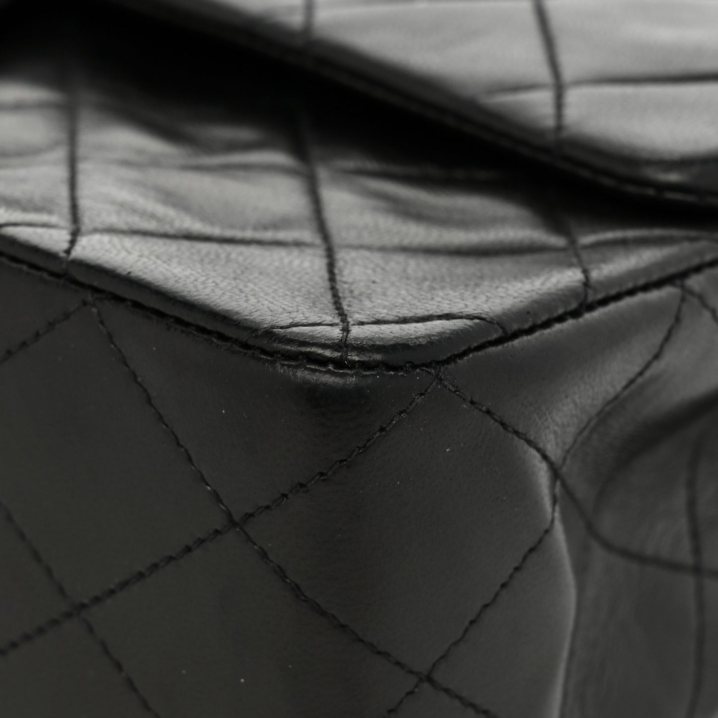 Lambskin Quilted Medium Double Flap Black