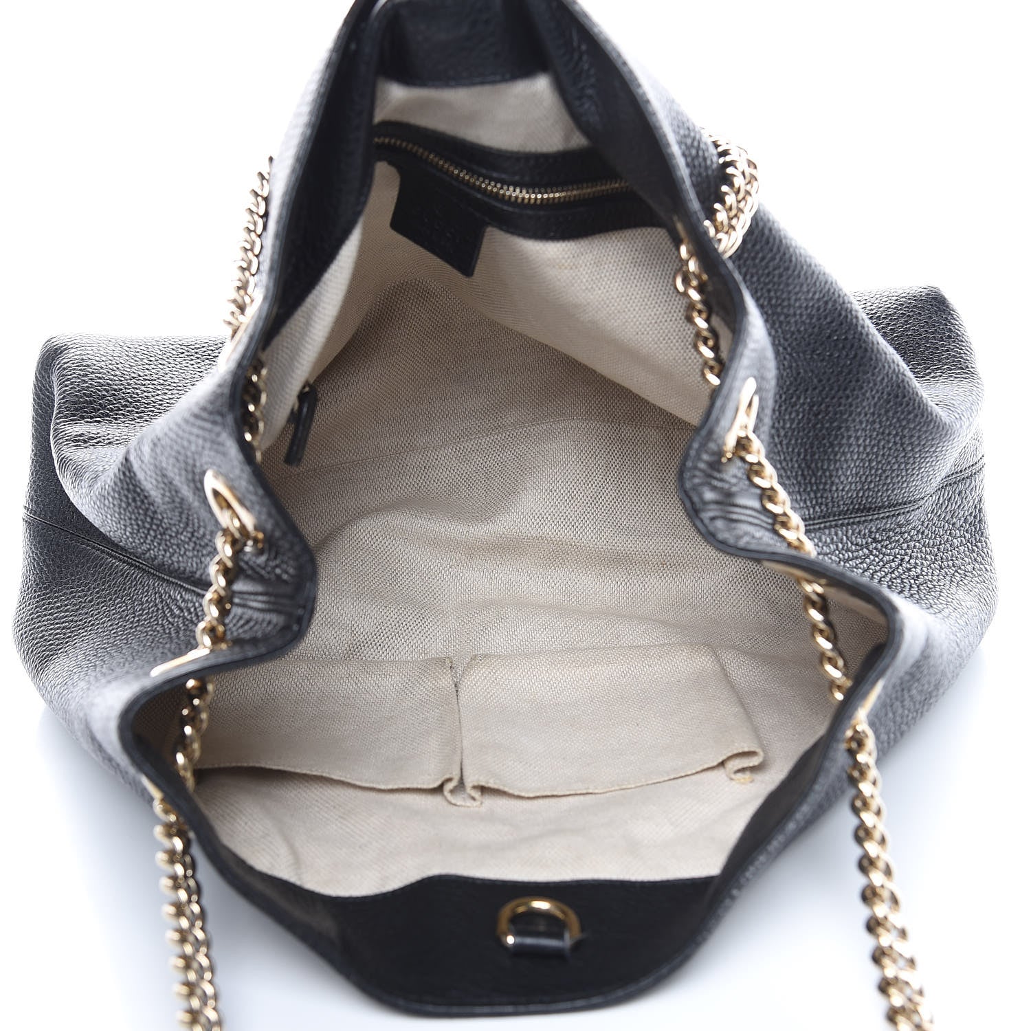Gucci Pebbled Calfskin Medium Soho Chain Shoulder Bag Black 5 of 14