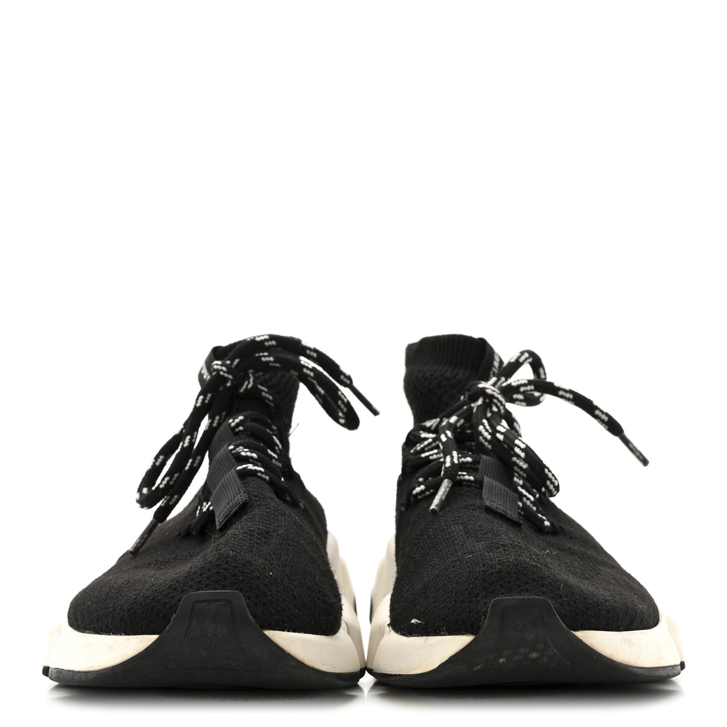 Recycled Knit Bi-Color Sole Womens Speed Lace Up Sneakers 39 Black White