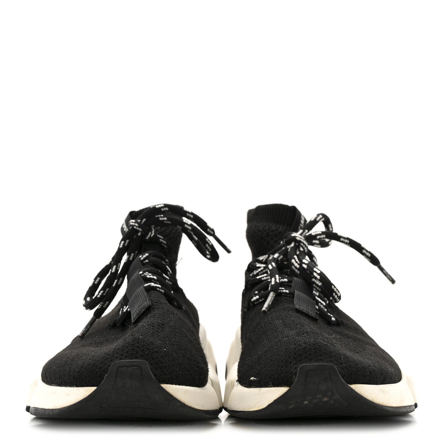 Balenciaga Recycled Knit Bi-Color Sole Womens Speed Lace Up Sneakers 39 Black White 3 of 14