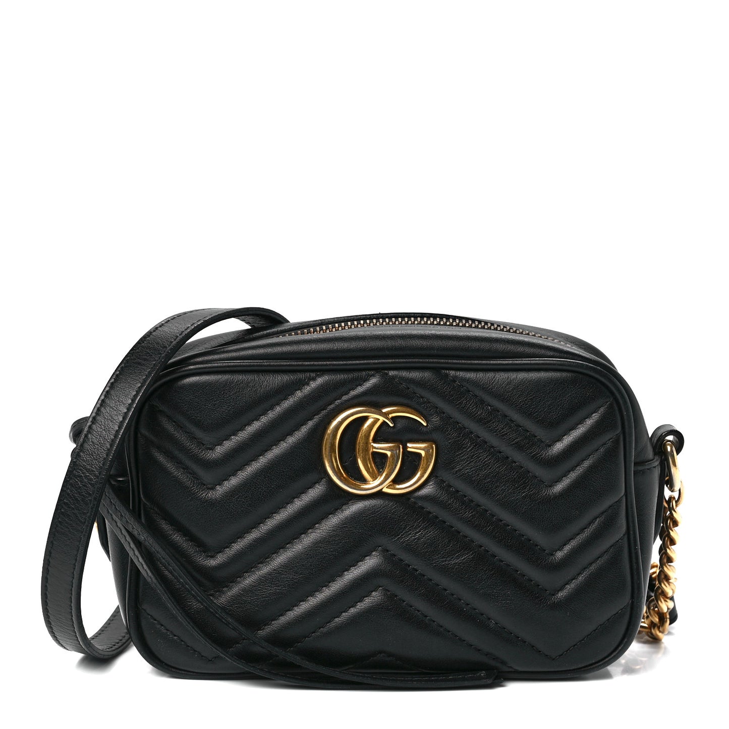 Calfskin Matelasse Mini GG Marmont Chain Shoulder Bag Black