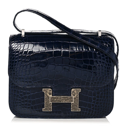 Hermes Shiny Alligator Lizard Constance 18 Bleu Marine Ombre 1 of 13