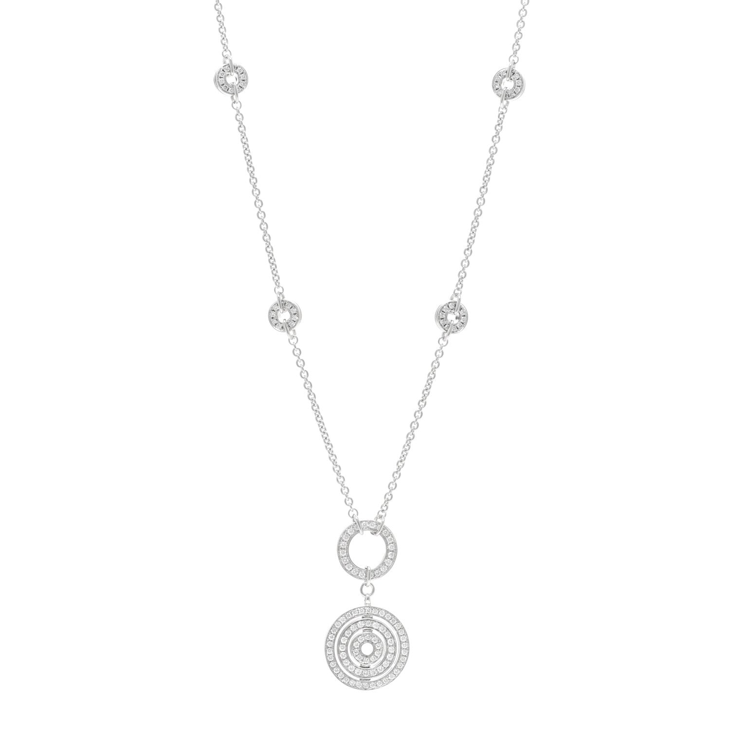 Bulgari 18K White Gold Diamond Astrale Cerchi Necklace 1 of 4