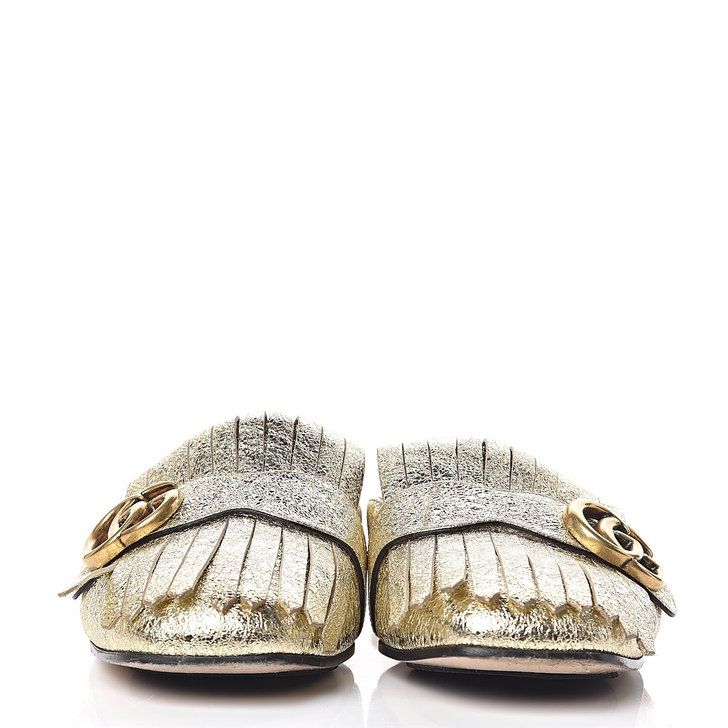 Gucci Galassia Womens GG Marmont Fringe Slippers 38.5 Platino 2 of 13