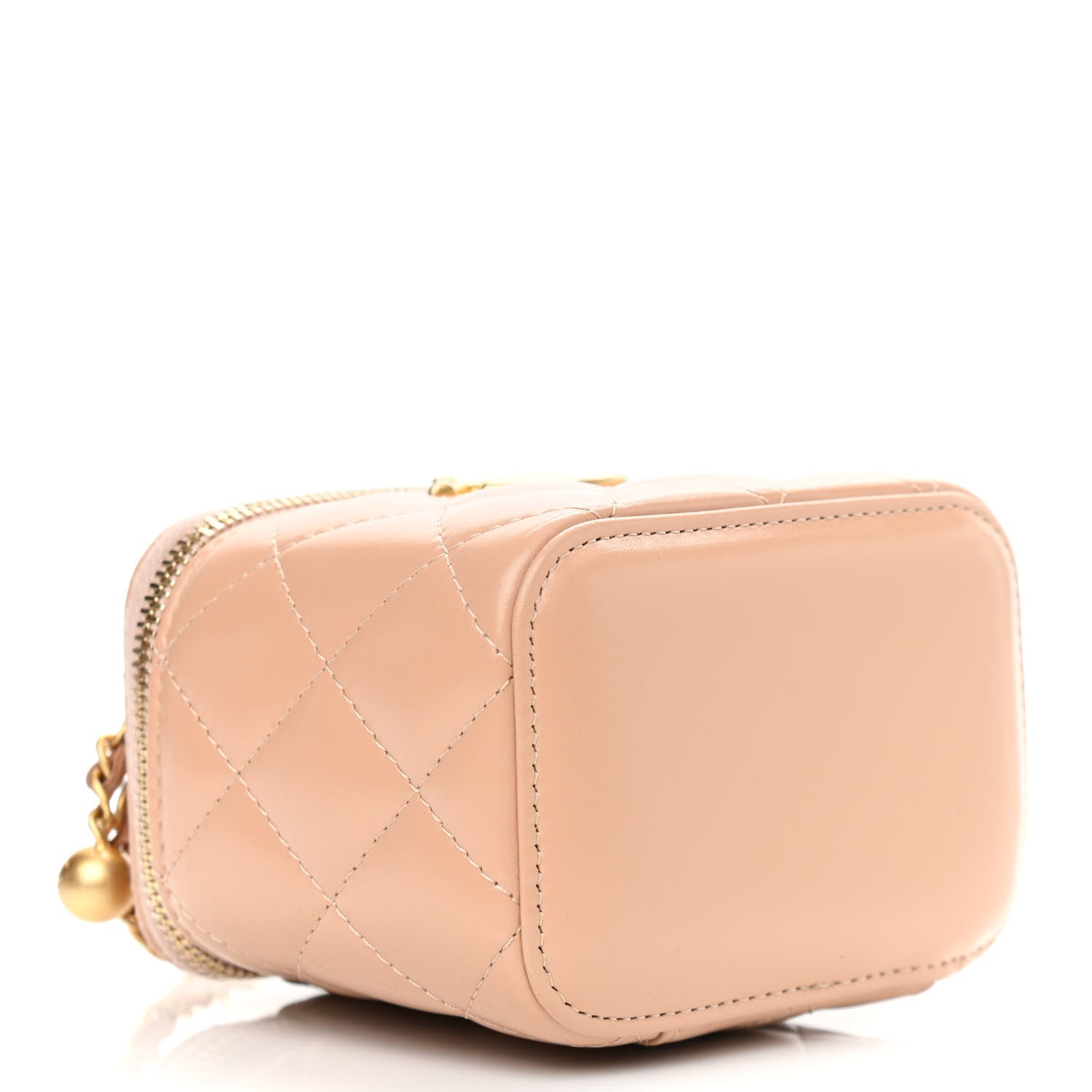 Chanel Calfskin Quilted Mini Perfect Fit Vanity Case With Chain Beige 4 of 11