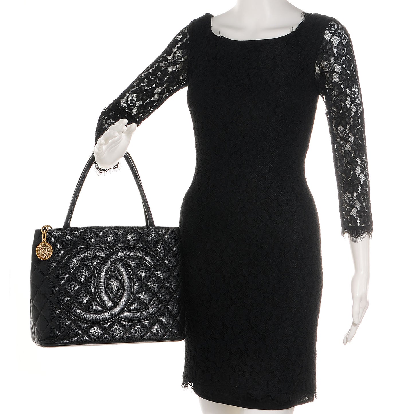 Caviar Medallion Tote Black