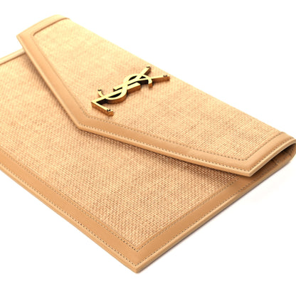 Saint Laurent Micro Raffia Uptown Pouch Natural Hay Blush 9 of 9
