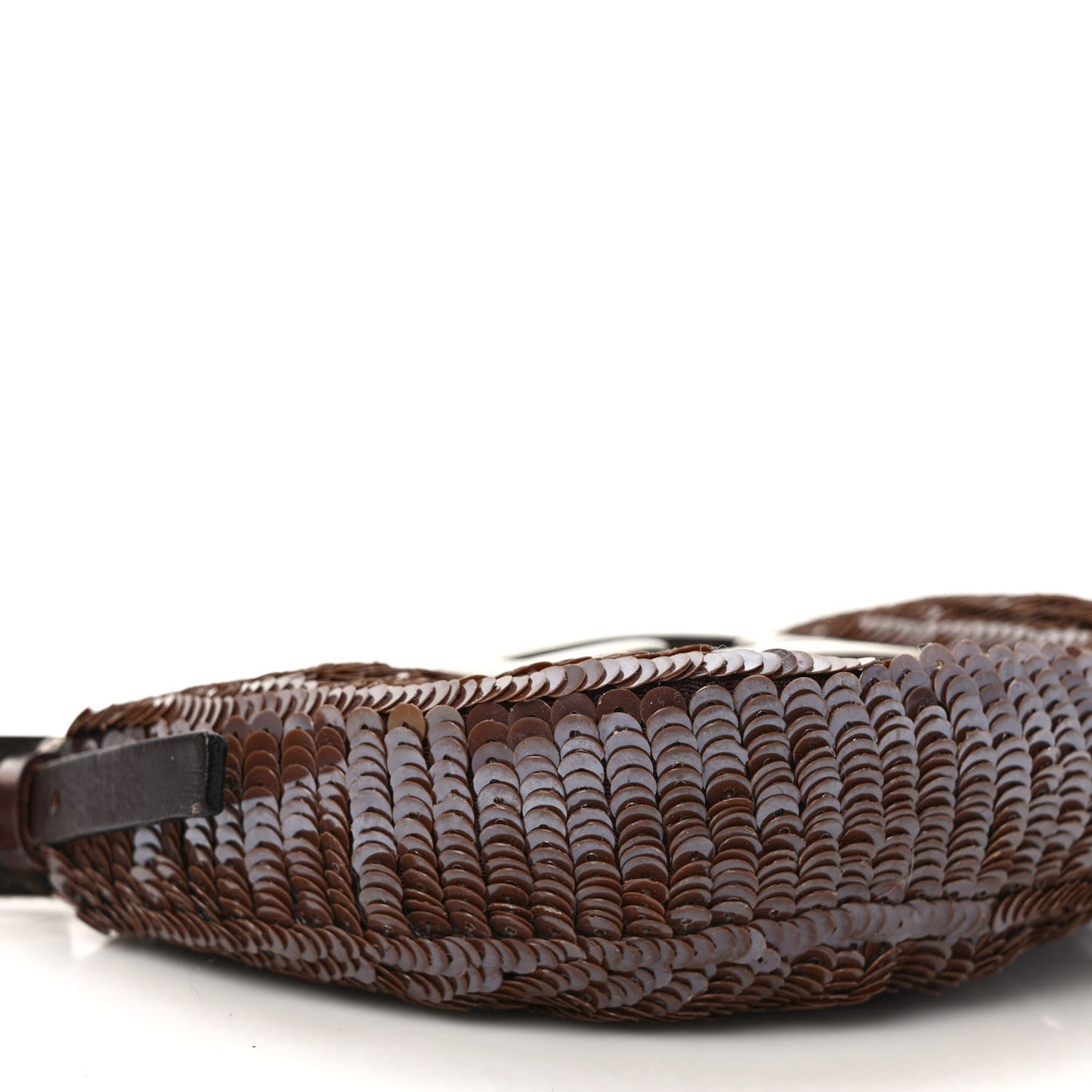 Sequin Paillettes Mini Half Moon Baguette Brown