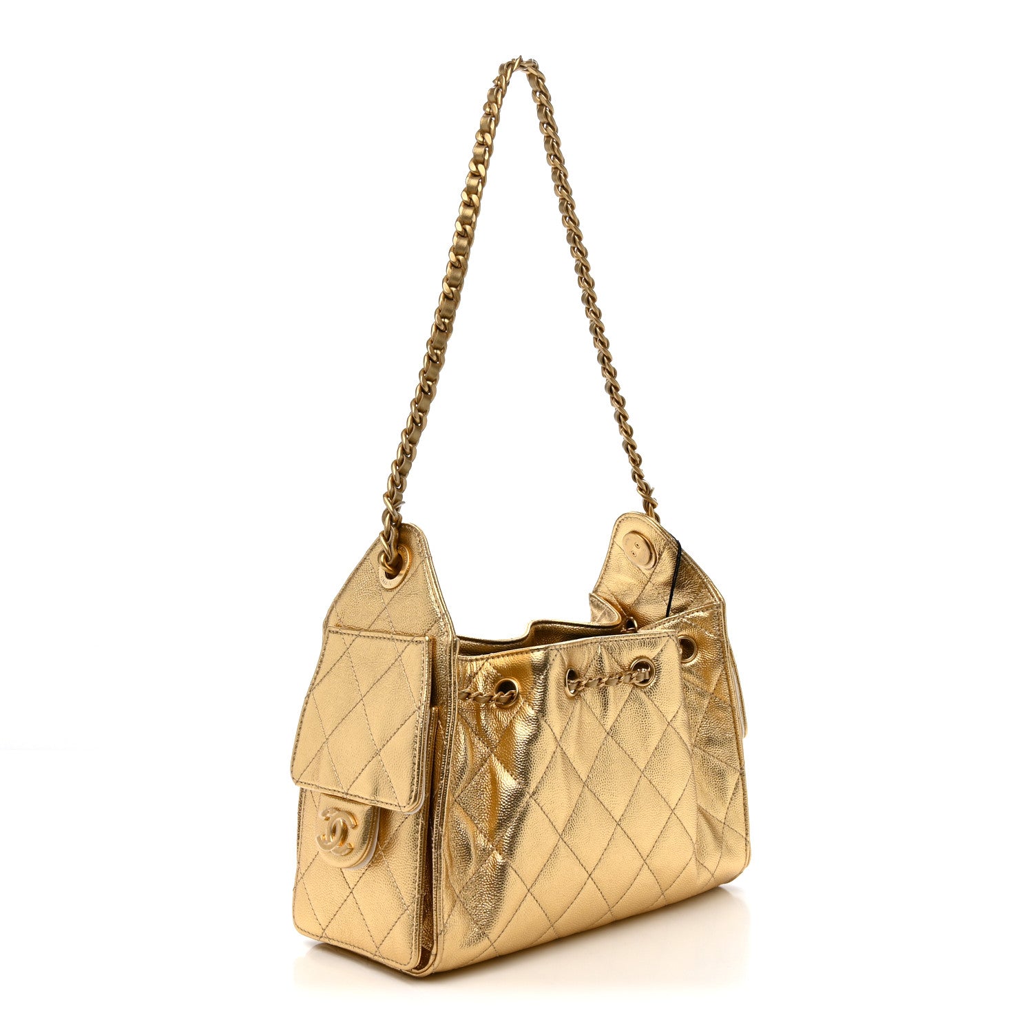 Chanel Metallic Caviar Quilted Mini Chanel 25 Handbag Gold 3 of 11