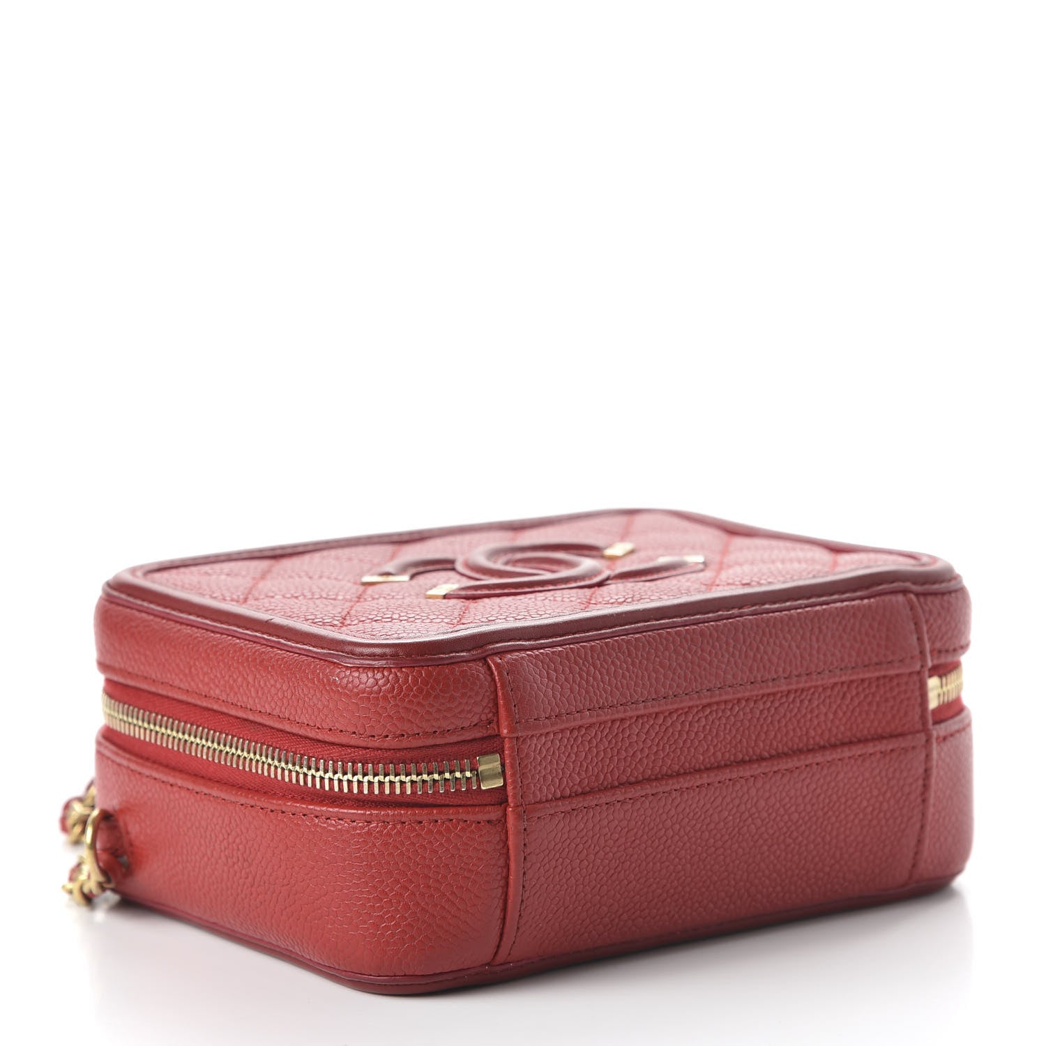 Chanel Caviar Quilted Small CC Filigree Vanity Case Red 4 of 11