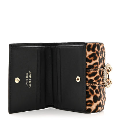 Jimmy Choo Pony Hair Leopard Print Crystal Cheri Compact Wallet 5 of 9