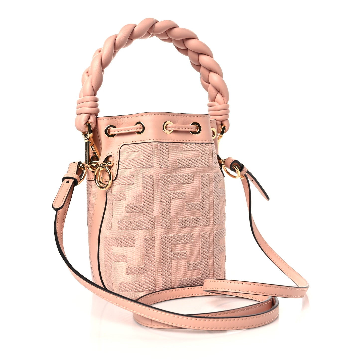 Canvas Nappa F is Fendi FF Embroidered Mini Mon Tresor Bucket Bag Baby Pink