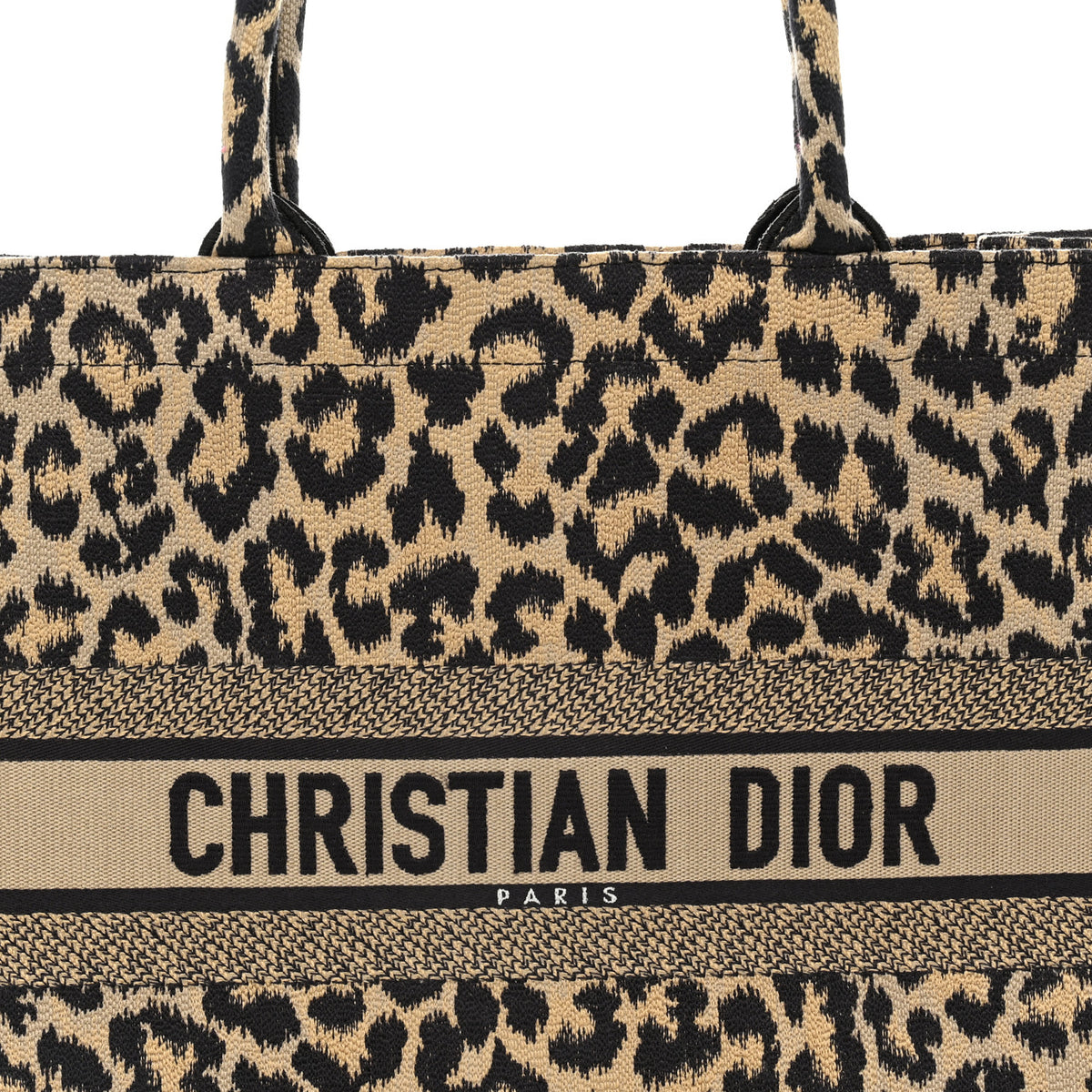 Christian Dior Canvas Mizza Embroidered Large Leopard Book Tote Beige 8 of 10