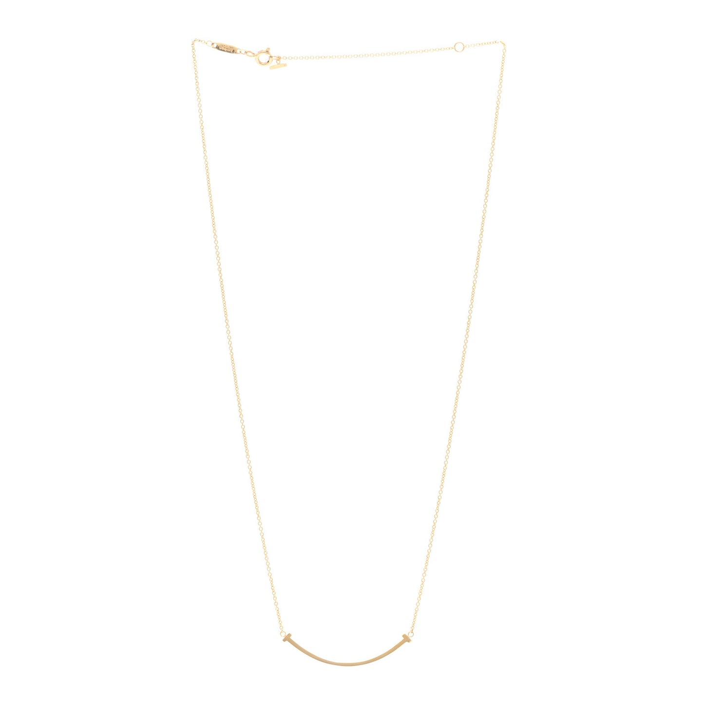 18K Yellow Gold Small T Smile Pendant Necklace