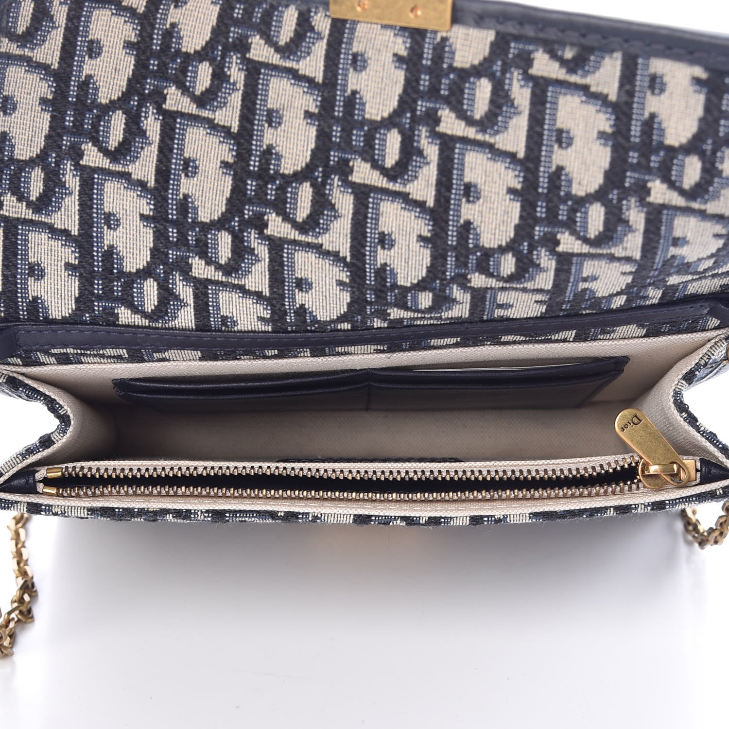 Christian Dior Oblique DiorAddict Wallet On Chain Clutch Navy Blue 6 of 9