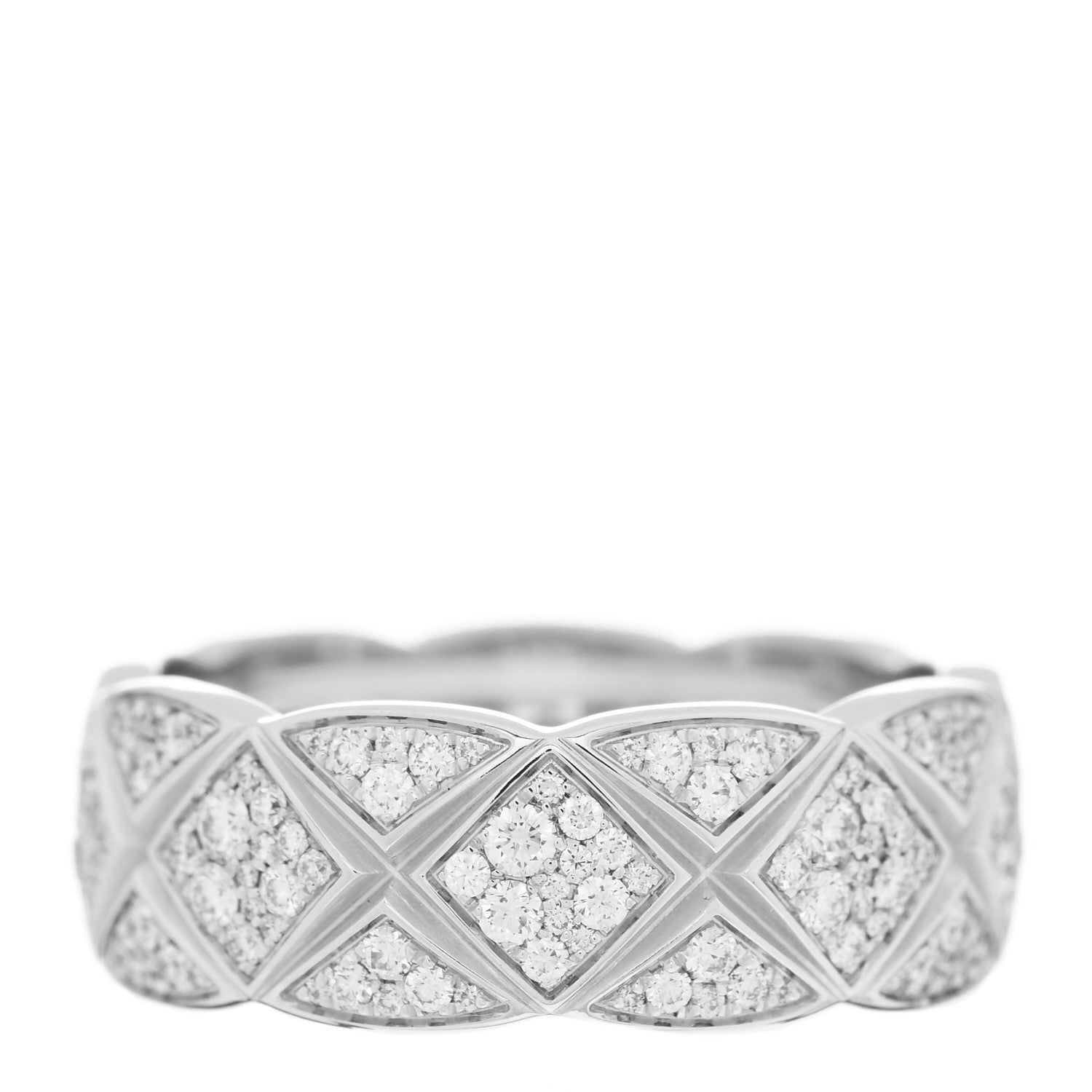 Chanel 18K White Gold Diamond Small Coco Crush Pave Ring 50 5.25 3 of 4