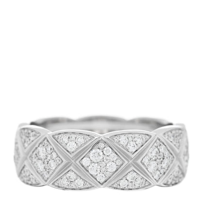 Chanel 18K White Gold Diamond Small Coco Crush Pave Ring 50 5.25 3 of 4