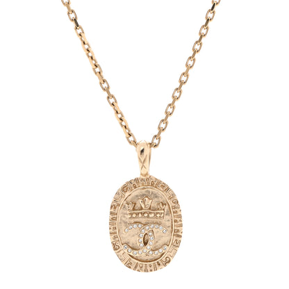 Chanel Crystal CC Medallion Necklace Gold 4 of 7