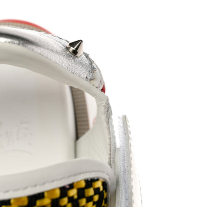 Christian Louboutin Calfskin Raffia Nylon Mens Summer Loubishark Sandals 42 White Multicolor 9 of 10