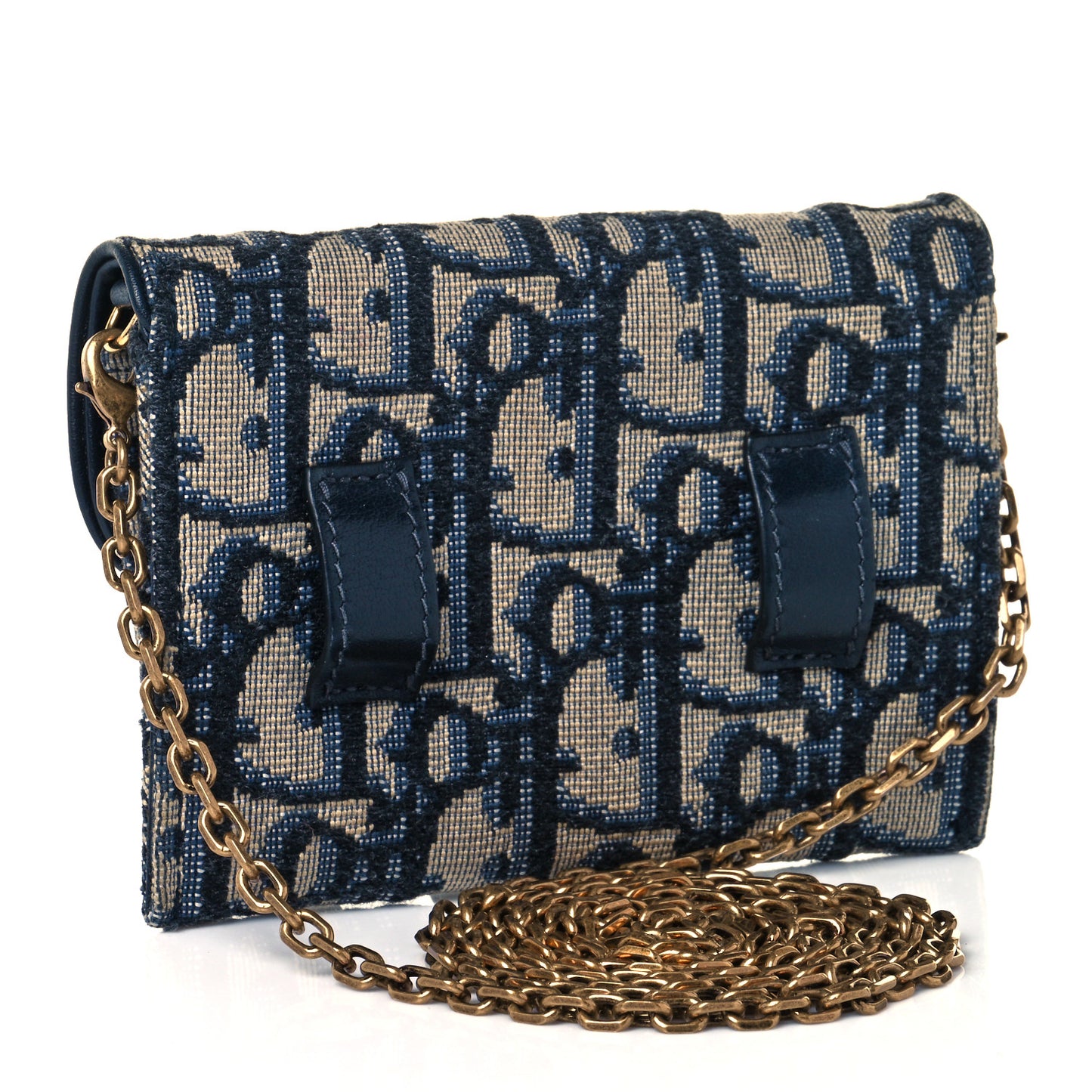 Oblique Nano Saddle Chain Pouch Blue